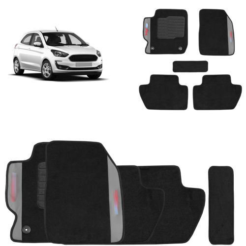 Jogo de Tapete Carpete Ka 2014 a 2021 Preto 5 Peças Jogo de Tapete Carpete Ka 2014 a 2021 Preto 5 Peças