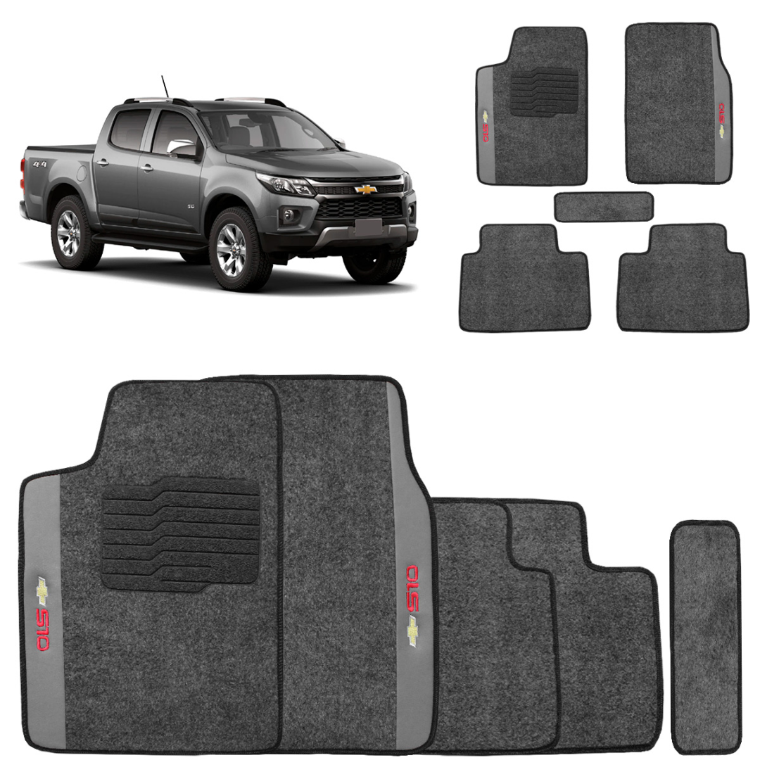 Jogo de Tapete Carpete S10 CD 2012 a 2018 Grafite 5 Peças