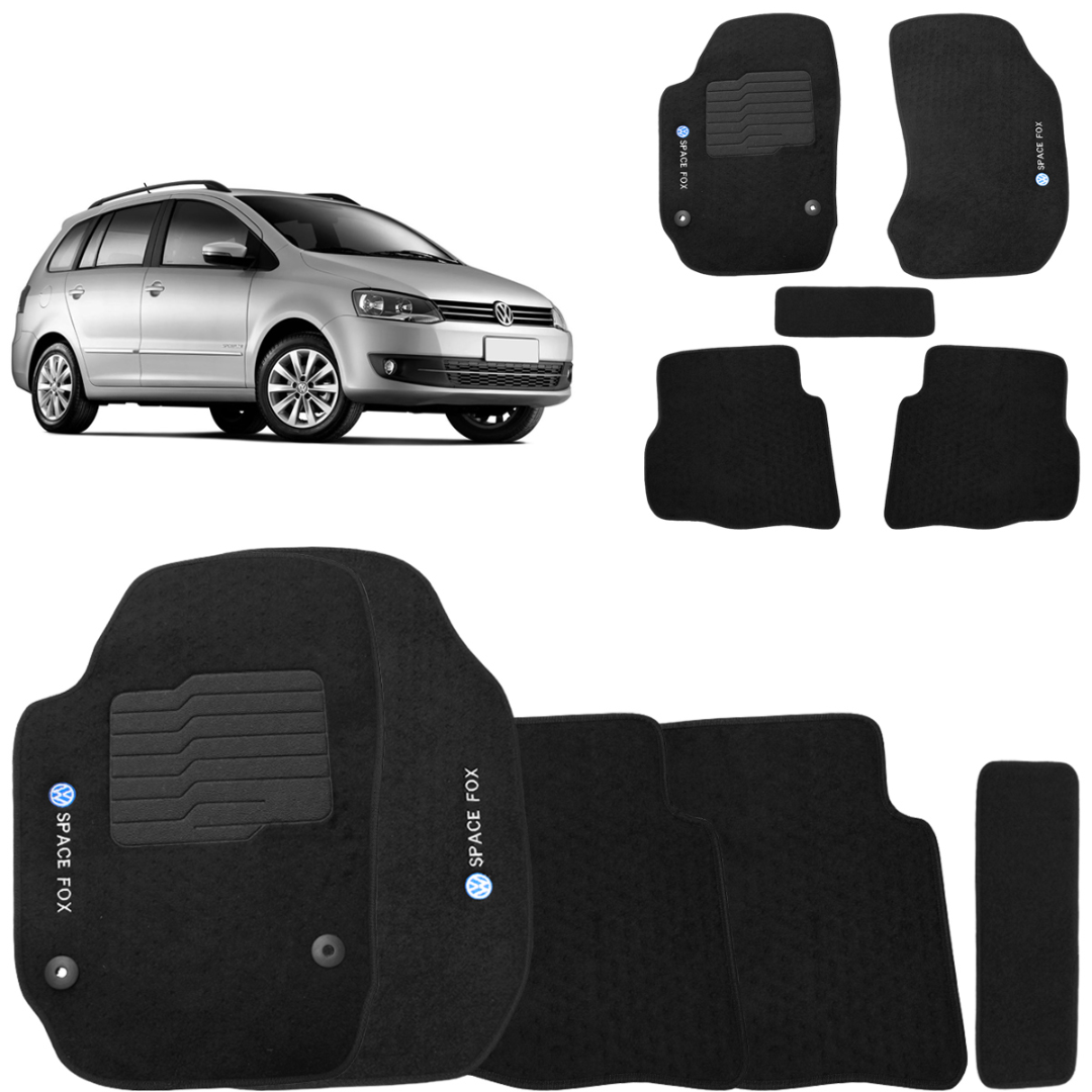 Jogo de Tapete Carpete Spacefox 2014 a 2019 Preto Com Trava