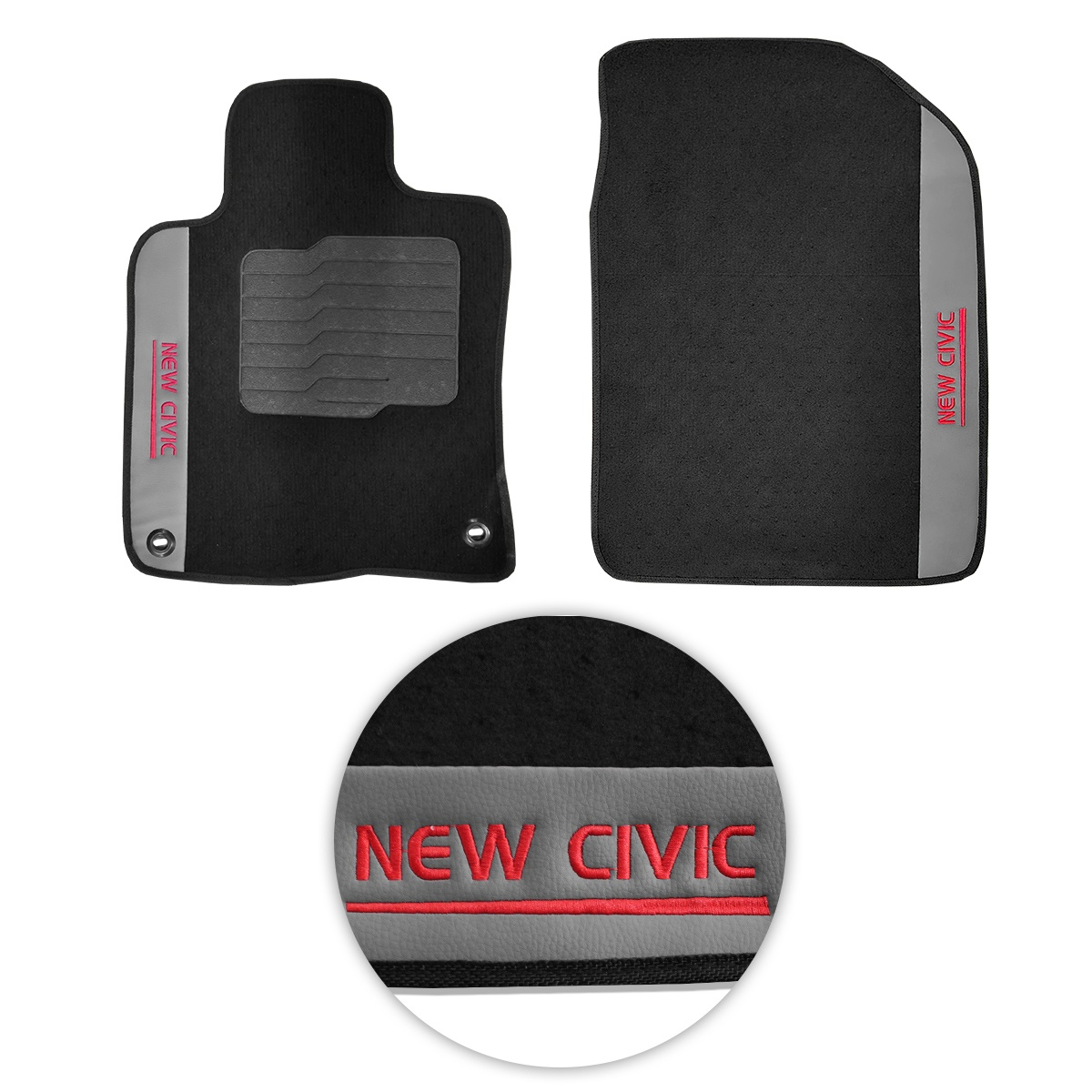Jogo de Tapete Carpete New Civic 2017 a 2026 Preto 5 Peças